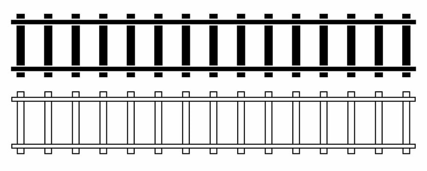 top view straight railroad icon set isolated on white background vector