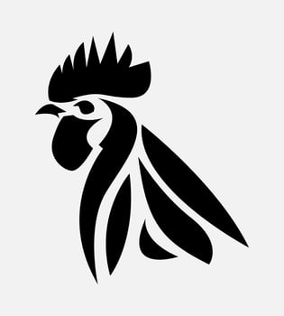 silhouette of a rooster face. logo icon. tribal tattoo vector. animal, decoration, ornament. suitable for print, sticker, poster, and more. vector illustration.