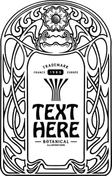 Label badge art nouveau retro floral ornament silhouette vector illustrations for your work logo, merchandise t-shirt, and label designs, poster, greeting cards advertising business company or brands