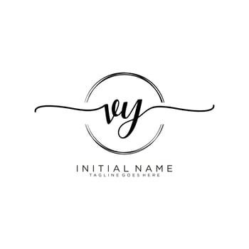 Initial VY feminine logo collections template. handwriting logo of initial signature, wedding, fashion, jewerly, boutique, floral and botanical with creative template for any company or business. vector
