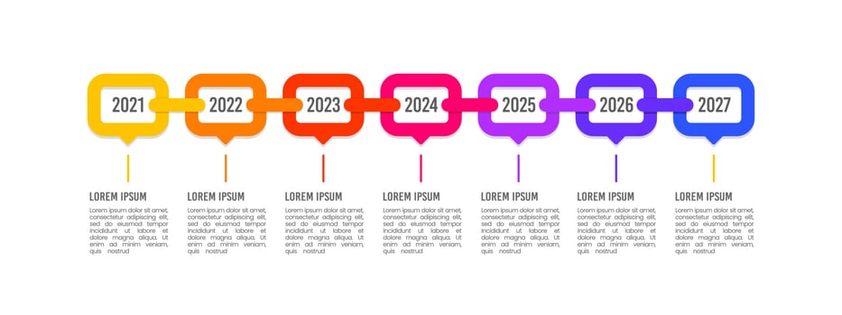 Chain shape horizontal timeline infographic. Timeline, Milestone. Vector illustration.