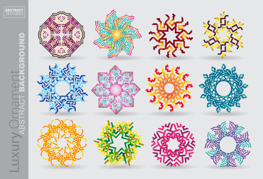 Set of mandalas Decorative round ornaments. Weave design elements. Unusual flower shape. Oriental vector