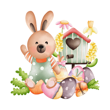 Watercolor cute rabbit easter, bunny easter, Rabbit bohemian cartoon style, Rabbit bunny kids png