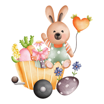 Watercolor cute rabbit easter, bunny easter, Rabbit bohemian cartoon style, Rabbit bunny kids png