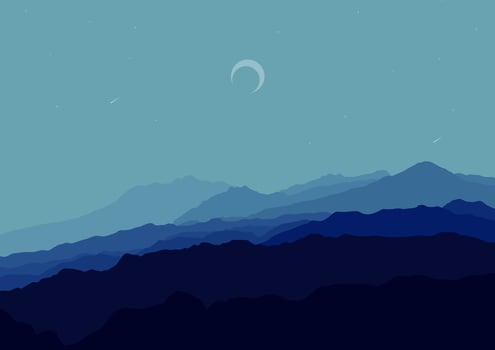night mountains landscape vector design illustration