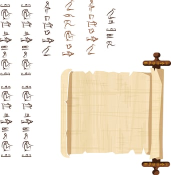 Ancient Egypt papyrus scroll with wooden rod vector