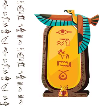 Stone board, clay tablet and Egyptian hieroglyphs vector