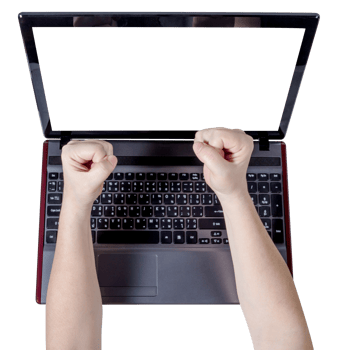 fists handful strong on laptop isolated png