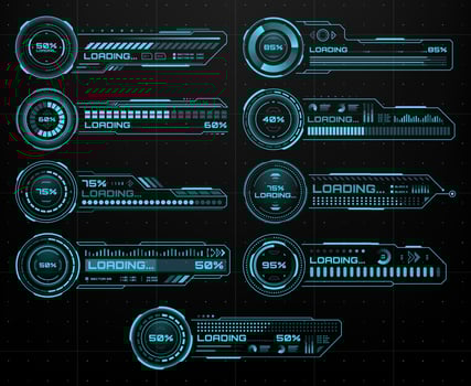 HUD futuristic loading bars, Sci Fi user interface vector