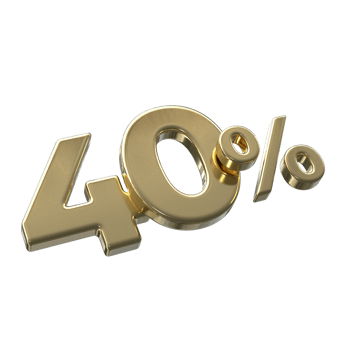 40 percent 3D rendering with Gold color png