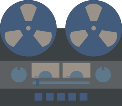 Vintage reel tape recorder icon with retro style for nostalgia design. Reel to reel audio tape recording. Vector illustration of retro tape recorder with flat style. Graphic resource of old technology