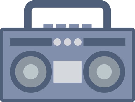 Vintage boombox radio icon with flat style for nostalgia design. Graphic resource of old style music audio sound system. Vector illustration of electronic device for music accesoris with retro style