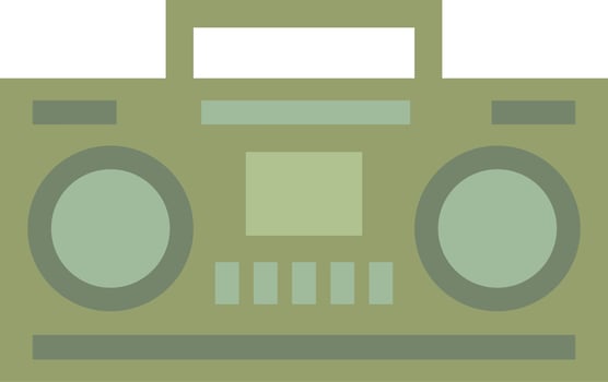 Vintage boombox radio icon with flat style for nostalgia design. Graphic resource of old style music audio sound system. Vector illustration of electronic device for music accesoris with retro style
