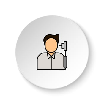 Round button for web icon, Diseases, an ear, check. Button banner round, badge interface for application illustration on white background vector