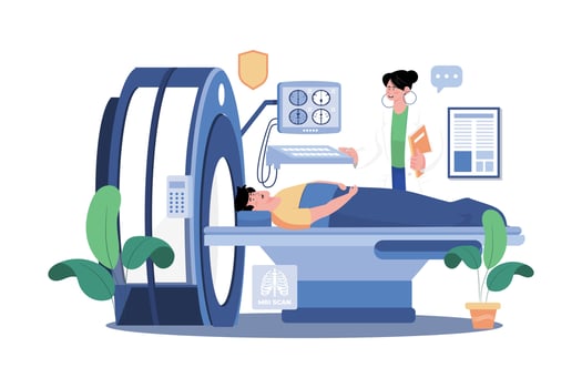 Doctor Showing An MRI Scan To A Male Patient vector