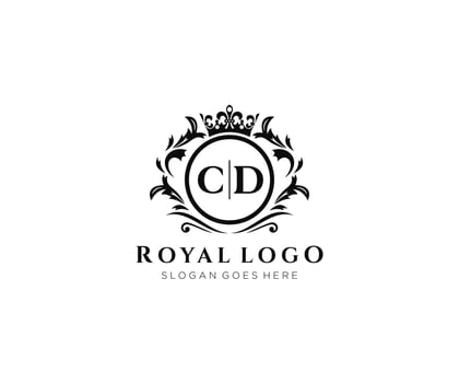 Initial CD Letter Luxurious Brand Logo Template, for Restaurant, Royalty, Boutique, Cafe, Hotel, Heraldic, Jewelry, Fashion and other vector illustration.