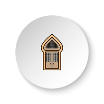 Round button for web icon, Mosque, door, icon. Button banner round, badge interface for application illustration on white background vector