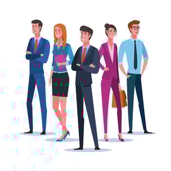 Group of business people character standing vector