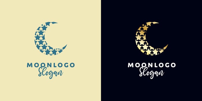 Elegant crescent moon logo design. Abstract style illustration for background, cover, banner. Ramadan Kareem vector