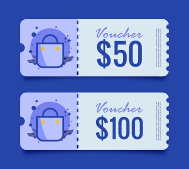 Gift voucher template for website, internet ads, social media. Coupon design illustration. vector