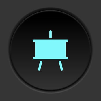 Round button icon, blackboard. Button banner round, badge interface for application illustration on dark background vector