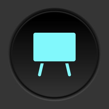Round button icon, blackboard. Button banner round, badge interface for application illustration on dark background vector