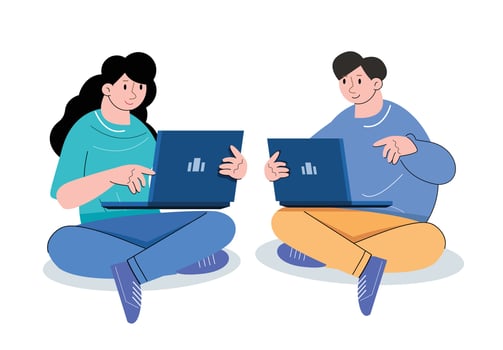 character people using laptop vector illustration