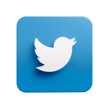 Twitter logo isolated with transparent background, cut out icon floating in 3D rendering. Twitter is a popular social networking web and app service png