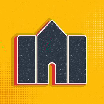 building, college pop art, retro icon. Vector illustration of pop art style on retro background