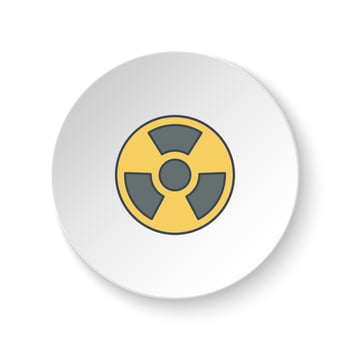 Round button for web icon, nuclear, energy. Button banner round, badge interface for application illustration on white background vector
