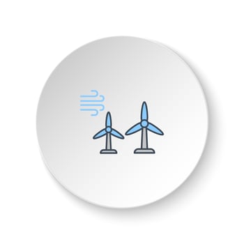 Round button for web icon, wind, energy, eco. Button banner round, badge interface for application illustration on white background vector