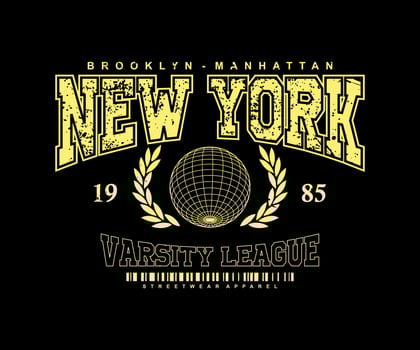 Vintage typography college varsity new york slogan print with grunge effect for graphic tee t shirt or sweatshirt - Vector
