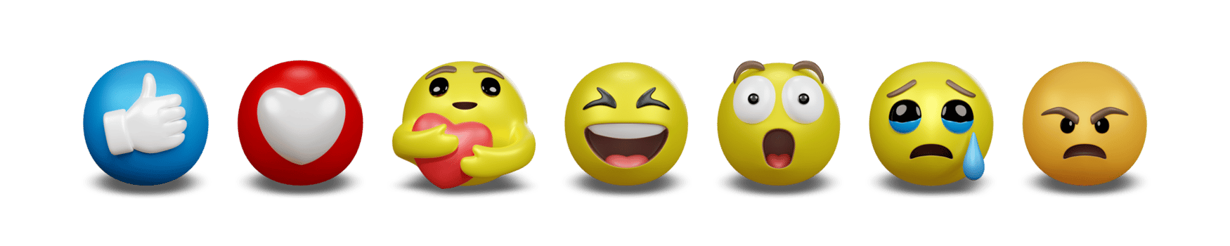 Icon template like love heart and emoji character. 3D rendering png