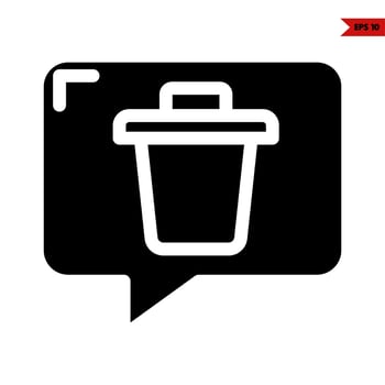 rubbish bin in speech bubble glyph icon vector