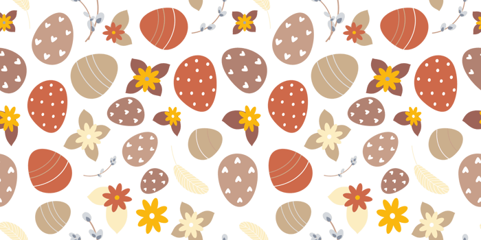 Retro Easter spring seamless pattern with willow twigs and Easter eggs png