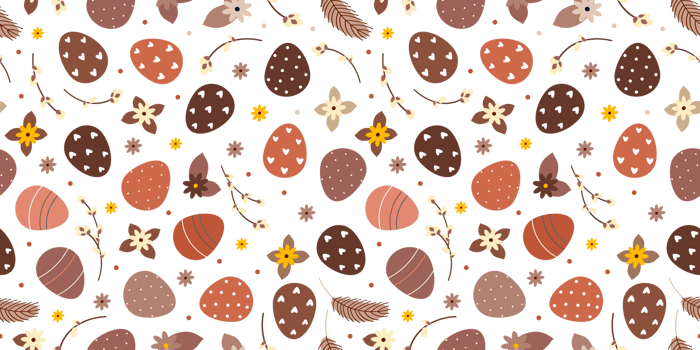 Retro Easter spring seamless pattern with willow twigs and Easter eggs png