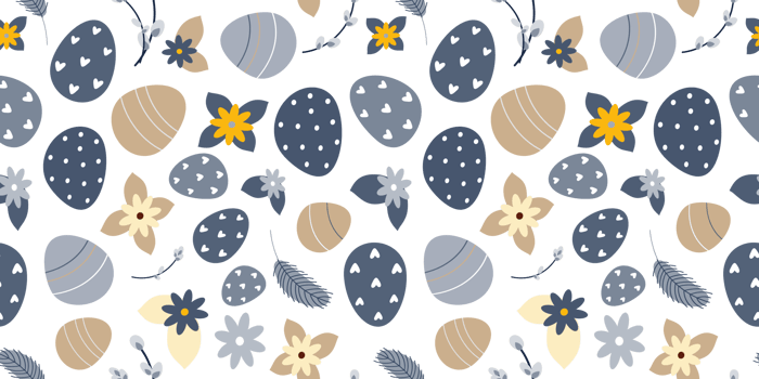 Retro Easter spring seamless pattern with willow twigs and Easter eggs png