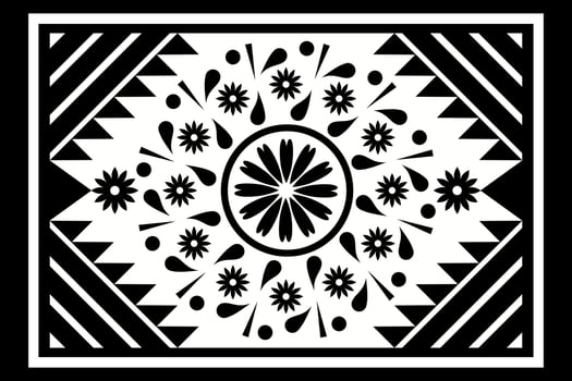 Black and white geometric ethnic seamless pattern design for wallpaper, background, fabric, curtain, carpet, clothing, and wrapping. vector