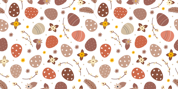 Retro brown Beige Easter spring seamless pattern with willow twigs and Easter eggs png