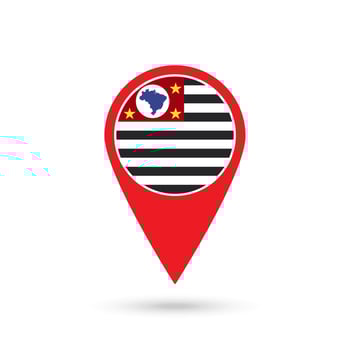 Map pointer with state Sao Paulo. Vector illustration.