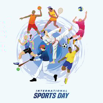 Sports Background Vector. International Sports Day Illustration, Graphic Design for the decoration of gift certificates, banners, and flyer vector
