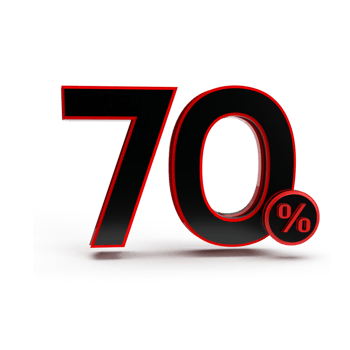 3d number 70 percentage red black, sale discount, sale promo png