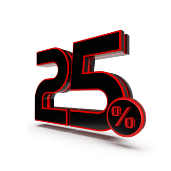 3d number 25 percentage red black, sale discount, sale promo png