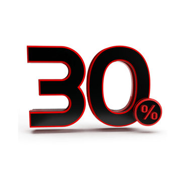 3d number 30 percentage red black, sale discount, sale promo png