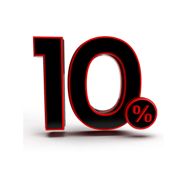 3d number 10 percentage red black, sale discount, sale promo png