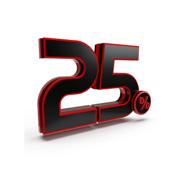 3d number 25 percentage red black, sale discount, sale promo png