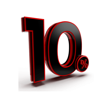 3d number 10 percentage red black, sale discount, sale promo png