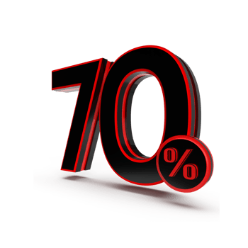 3d number 70 percentage red black, sale discount, sale promo png
