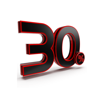 3d number 30  percentage red black, sale discount, sale promo png