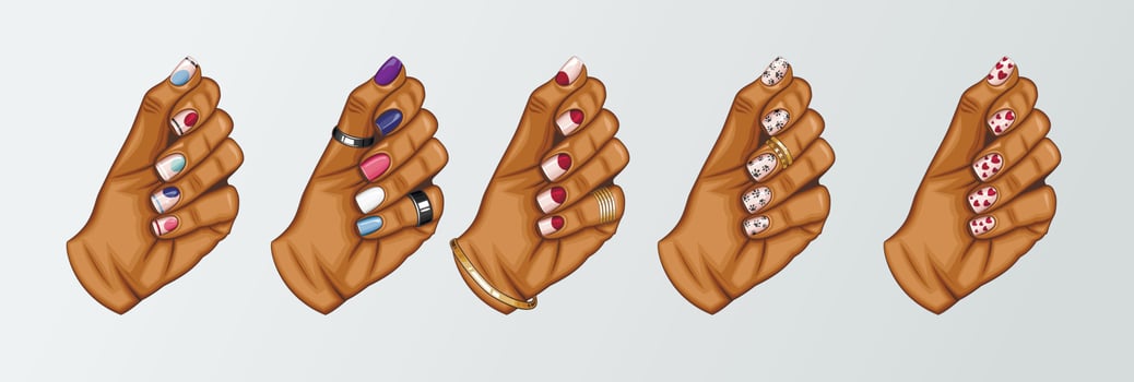 Female Hand with Beautiful Manicure, Woman Hand With Nails Fashion and Beauty Illistration for Nail Tech, Beauty Salon vector